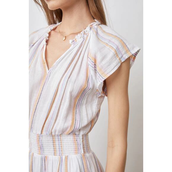 Rails Amellia Dress Merida Stripe Linen Flowy Ruffle Tiered Smocked Waist Small - Picture 4 of 12